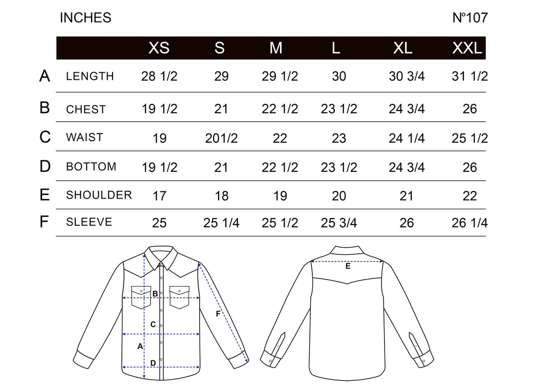 dress shirt size chart mens N°107 Western Straight Collar Long Sleeve Shirt S